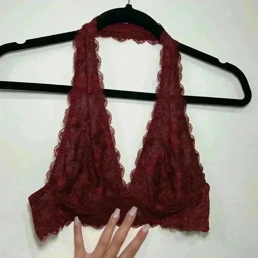 Red lace bralette